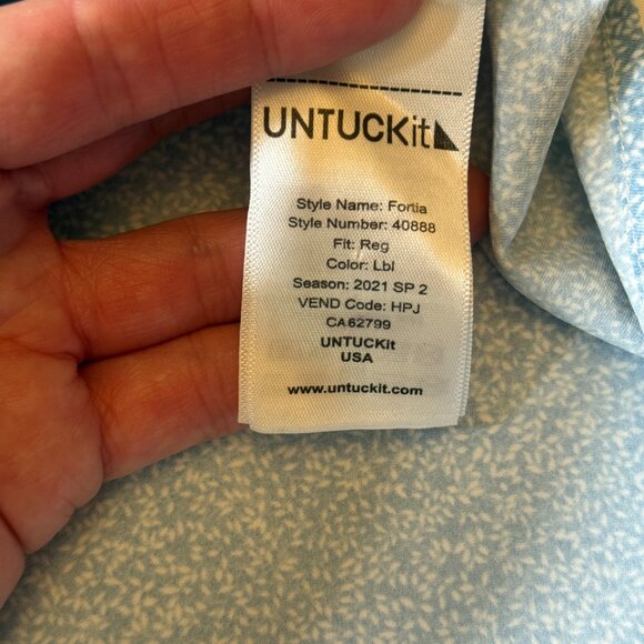 UNTUCKIT Fortia Performance Shirt Foral Blue Nylon XXL - Picture 13 of 13
